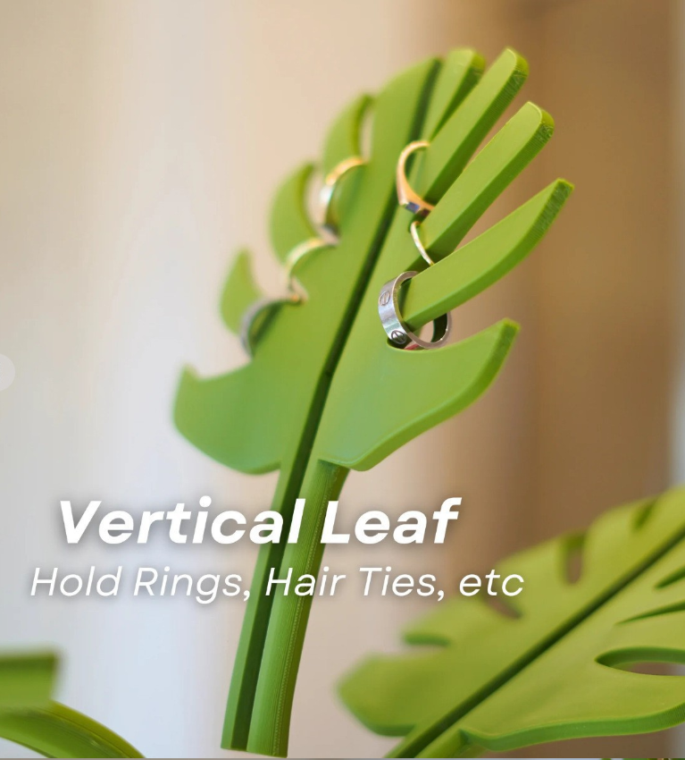 Декоративна кутия за баня с огледални листа Монстера – поставка за четки и паста за зъби