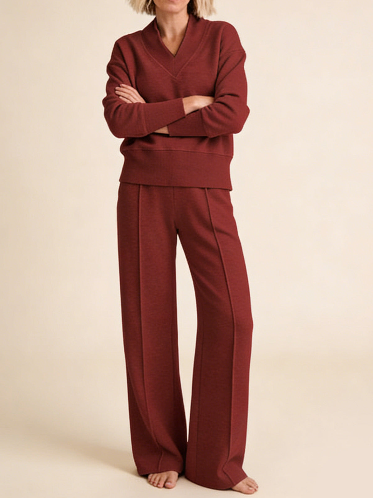 Комплект от 2 части: свободна блуза и широк панталон