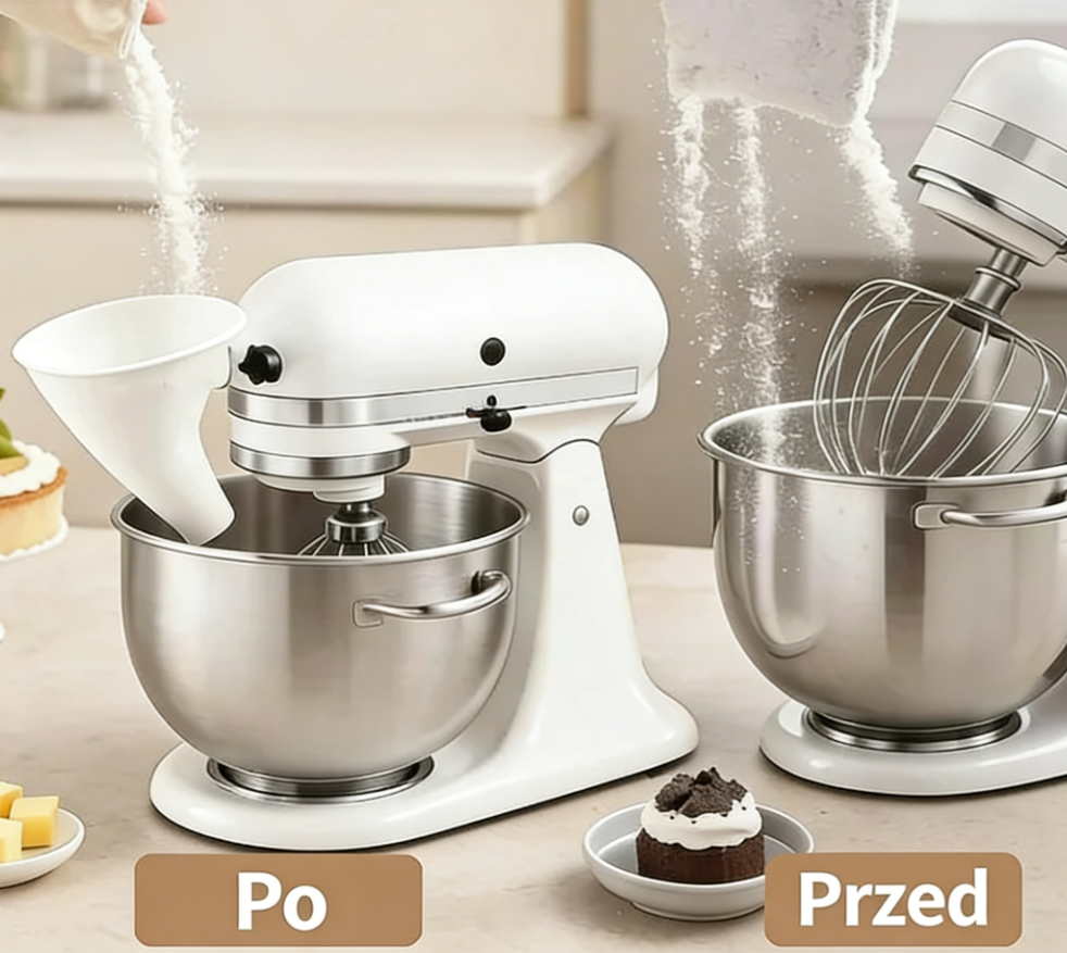 🍞👩‍🍳 Lejek do mąki do miksera kuchennego – czystsze i łatwiejsze gotowanie ✨