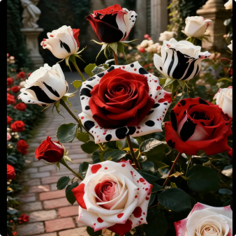 Rzadki mix róż: czerwone, białe i czarne – Ogień i Śnieg 🌹