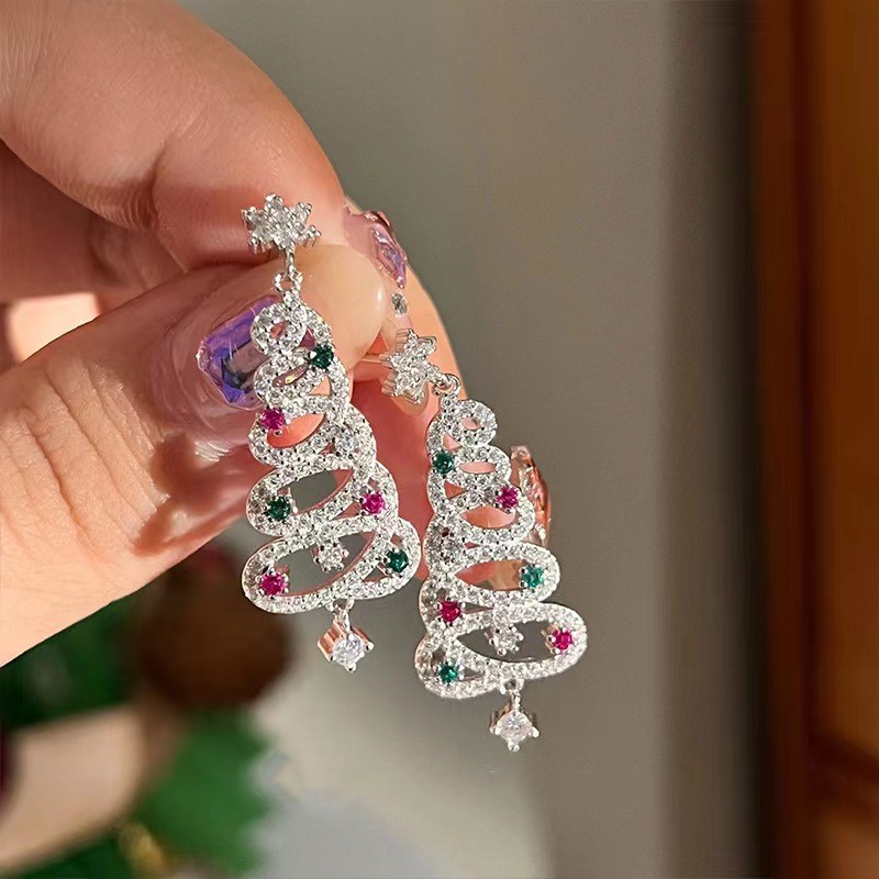 Shiny Christmas Tree Earrings
