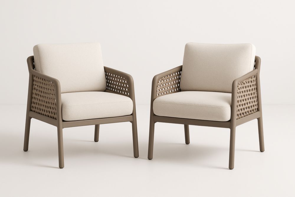 Ensemble de fauteuils 2 pièces en résine beige