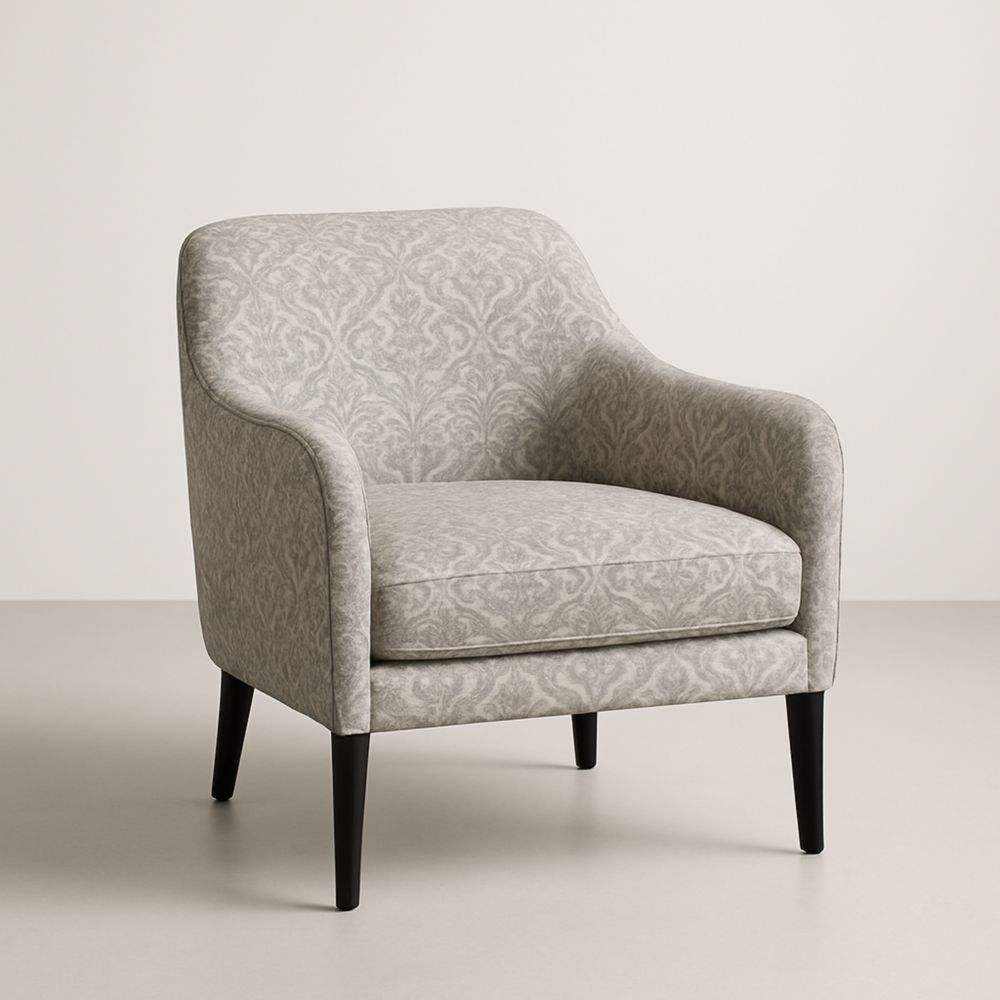 Poltrona in Tessuto Grigio Damascato-Freshelino