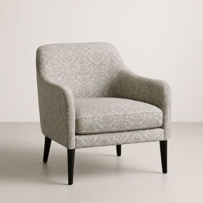 Poltrona in Tessuto Grigio Damascato-Freshelino