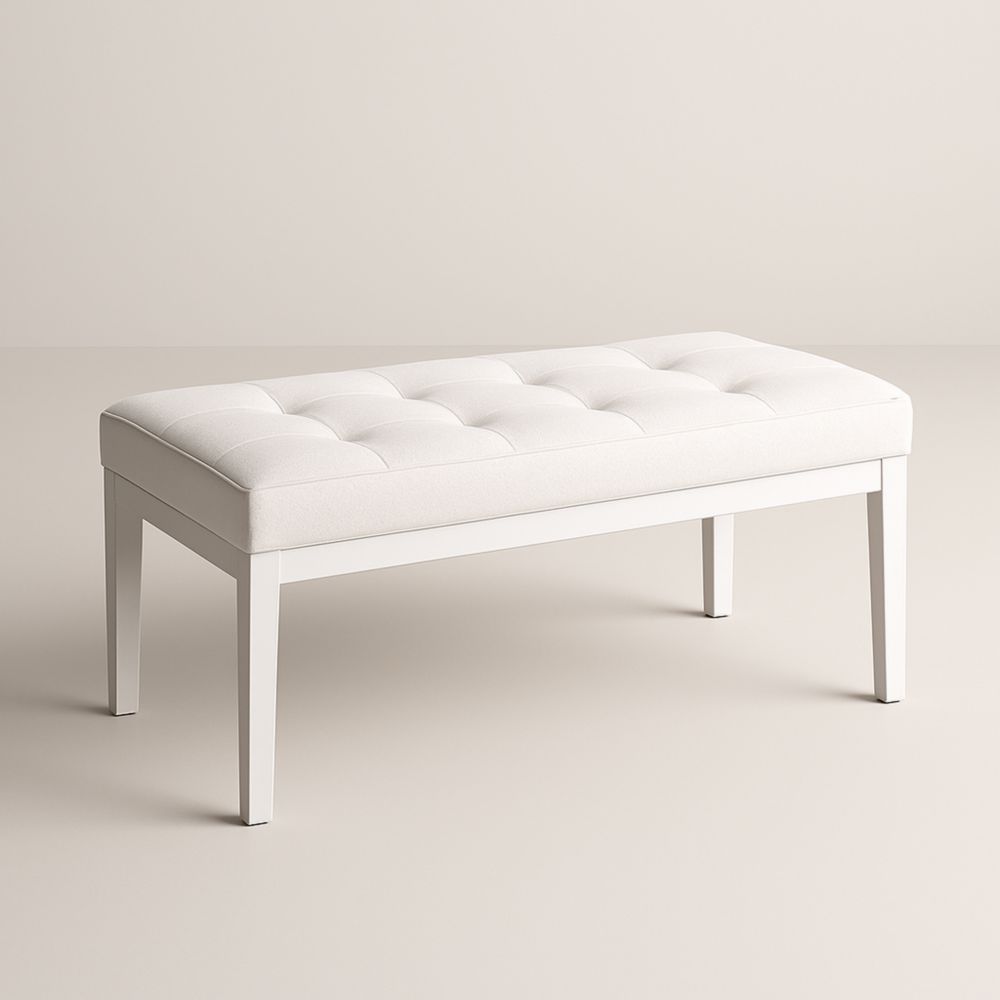 Panca rettangolare in tessuto bianco-Mildorio