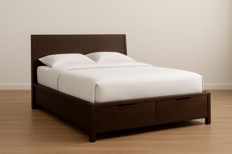 Lit double en bois avec rangement