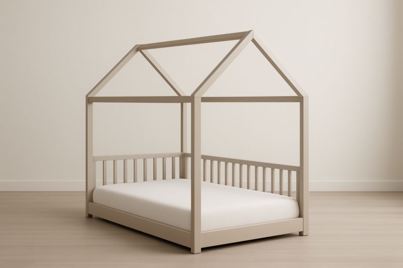 Lit cabane en bois de hêtre Beige 120x200×180 cm