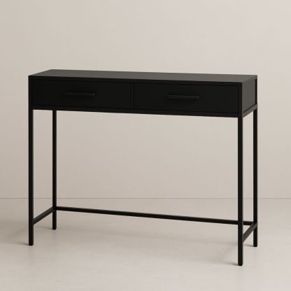 Consolle con Cassetti in Metallo e MDF Nero 120x75x35 cm-Nelanivo