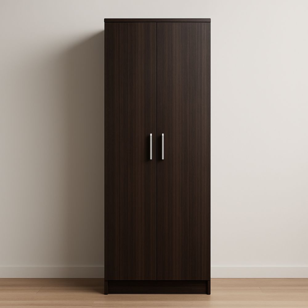 Armadio a due ante in legno marrone 80x50x180 cm-Nelanivo