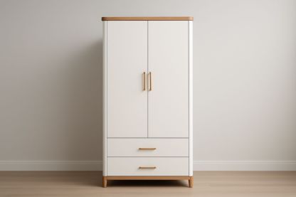 Armadio in MDF Bianco con Cassetti Legno-Nelanivo