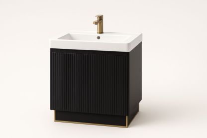 Mobile bagno con lavabo ceramica nero 60 cm-Supavero