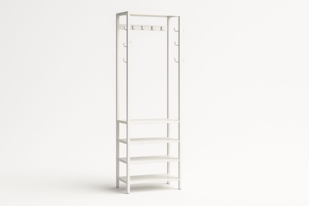 Appendiabiti in Metallo con Mensole a 4 Livelli Bianco-Supavero