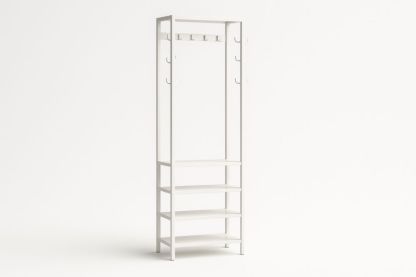 Appendiabiti in Metallo con Mensole a 4 Livelli Bianco-Supavero