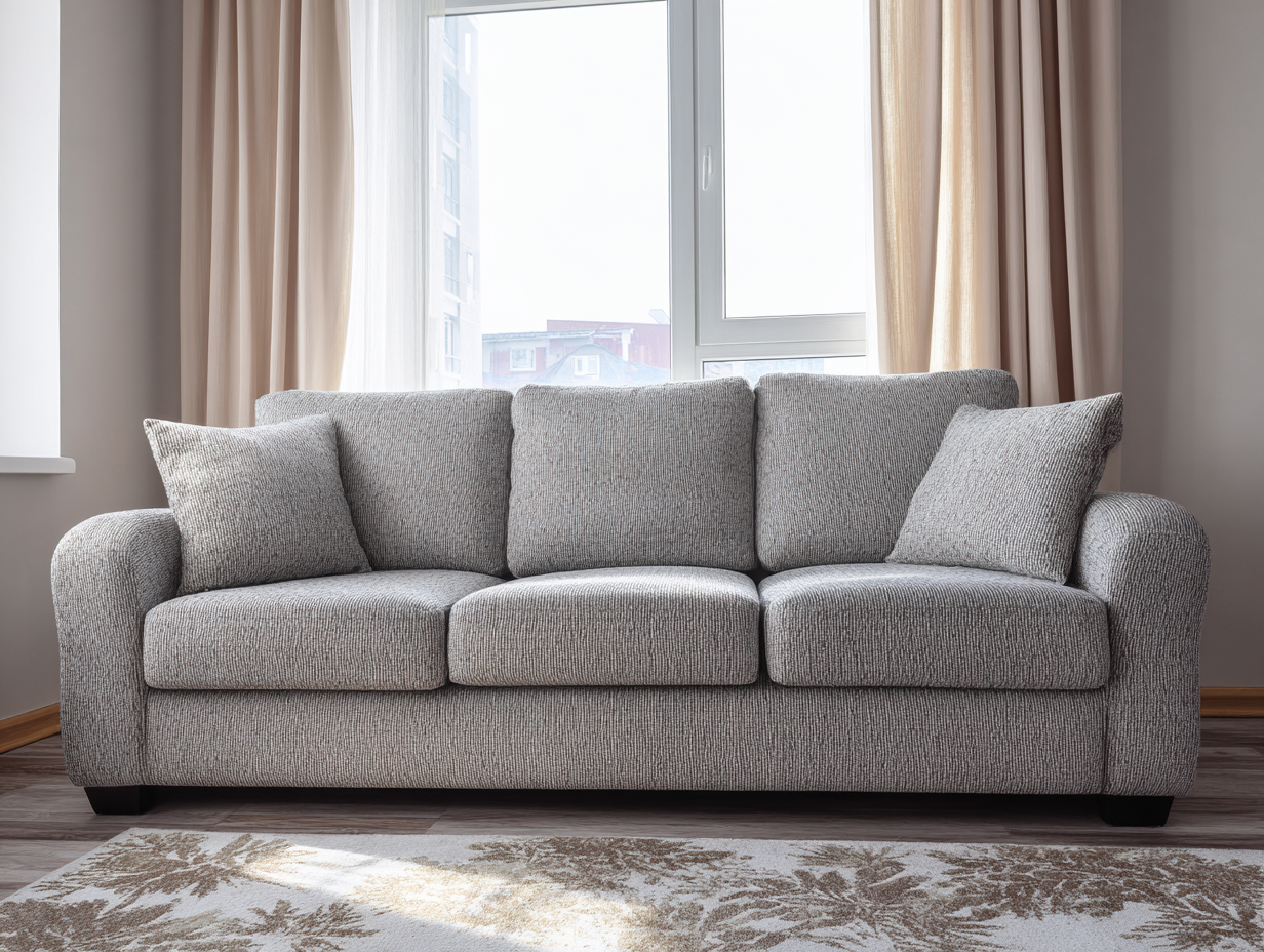 Sofás 3 plazas - tela - 232x96x90 cm - gris claro - estilo contemporáneo-Dengomart