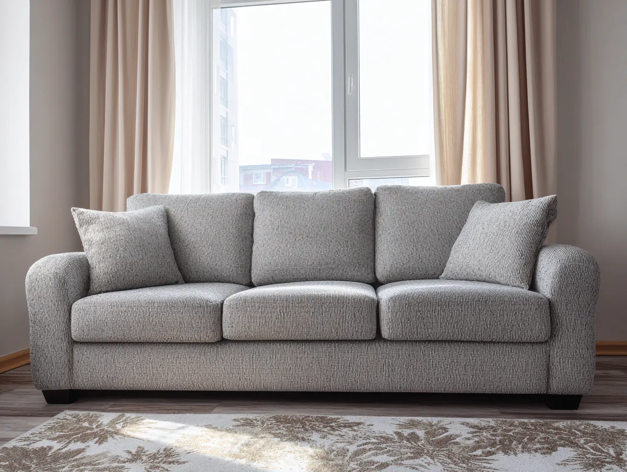 Sofás 3 plazas - tela - 232x96x90 cm - gris claro - estilo contemporáneo-Dengomart