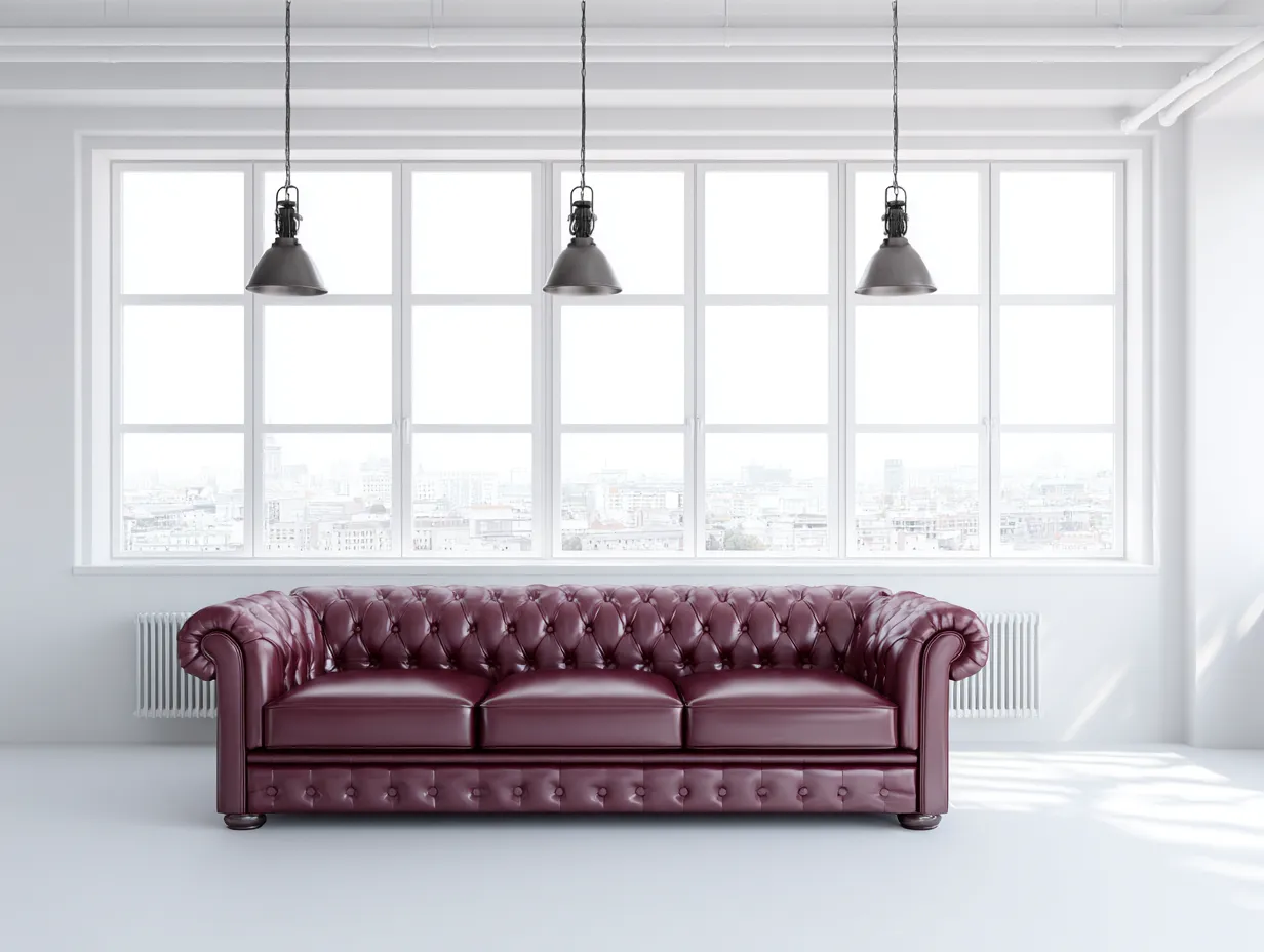 Sofás 3 plazas - cuero - 238x98x76 cm - burdeos - estilo clásico-Dengomart