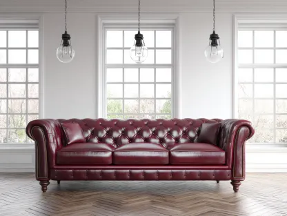 Sofás 3 plazas - cuero - 254x98x85 cm - burdeos - estilo clásico-Dengomart