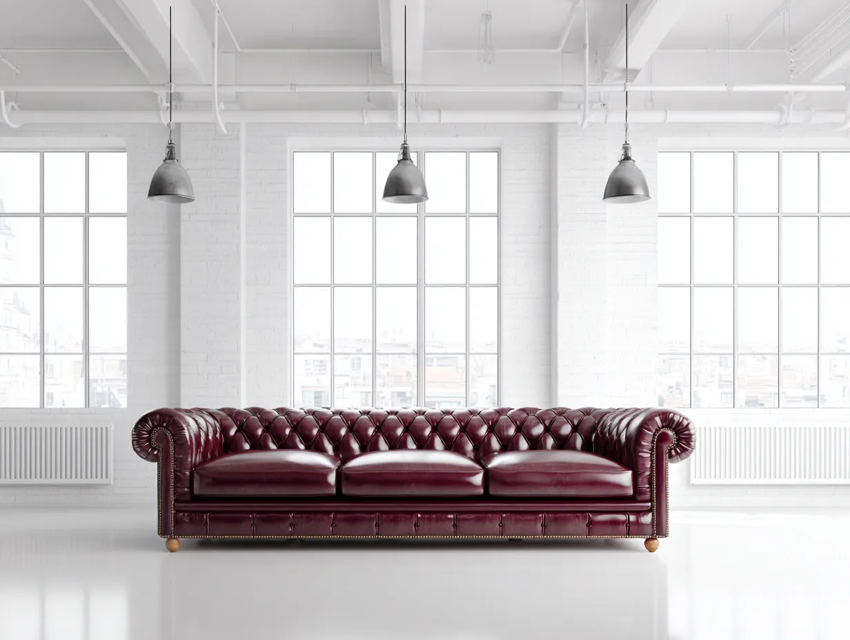 Sofás 3 plazas - cuero - 246x100x80 cm - burdeos - estilo clásico-Dengomart