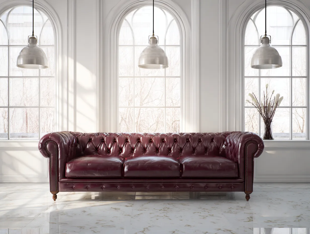 Sofás 3 plazas - cuero - 248x100x82 cm - burdeos - estilo clásico-Dengomart