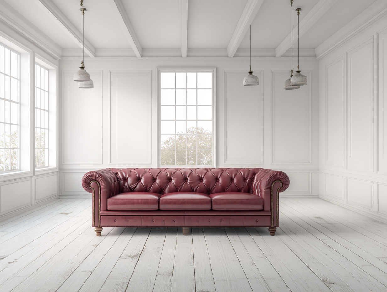 Sofás 3 plazas - cuero - 242x100x78 cm - burdeos - estilo clásico-Dengomart