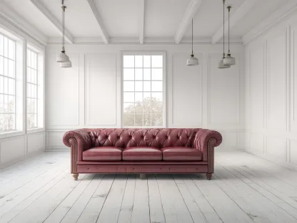 Sofás 3 plazas - cuero - 242x100x78 cm - burdeos - estilo clásico-Dengomart