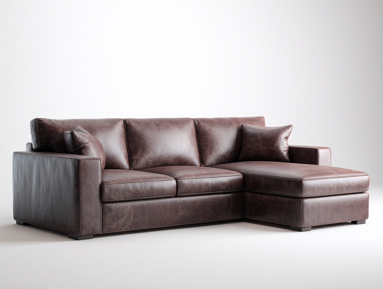 Divano angolare imbottito 290x180x85 cm - pelle - marrone scuro - per soggiorno - design moderno-Nestgetshop