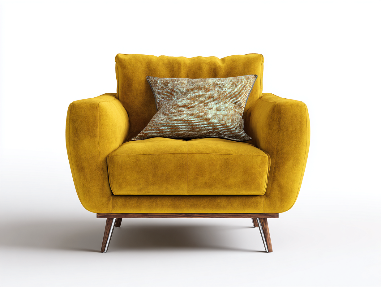 Poltrona imbottita rivestimento in tessuto 85x90x95 cm - Giallo senape - Design contemporaneo per soggiorno-Nestgetshop