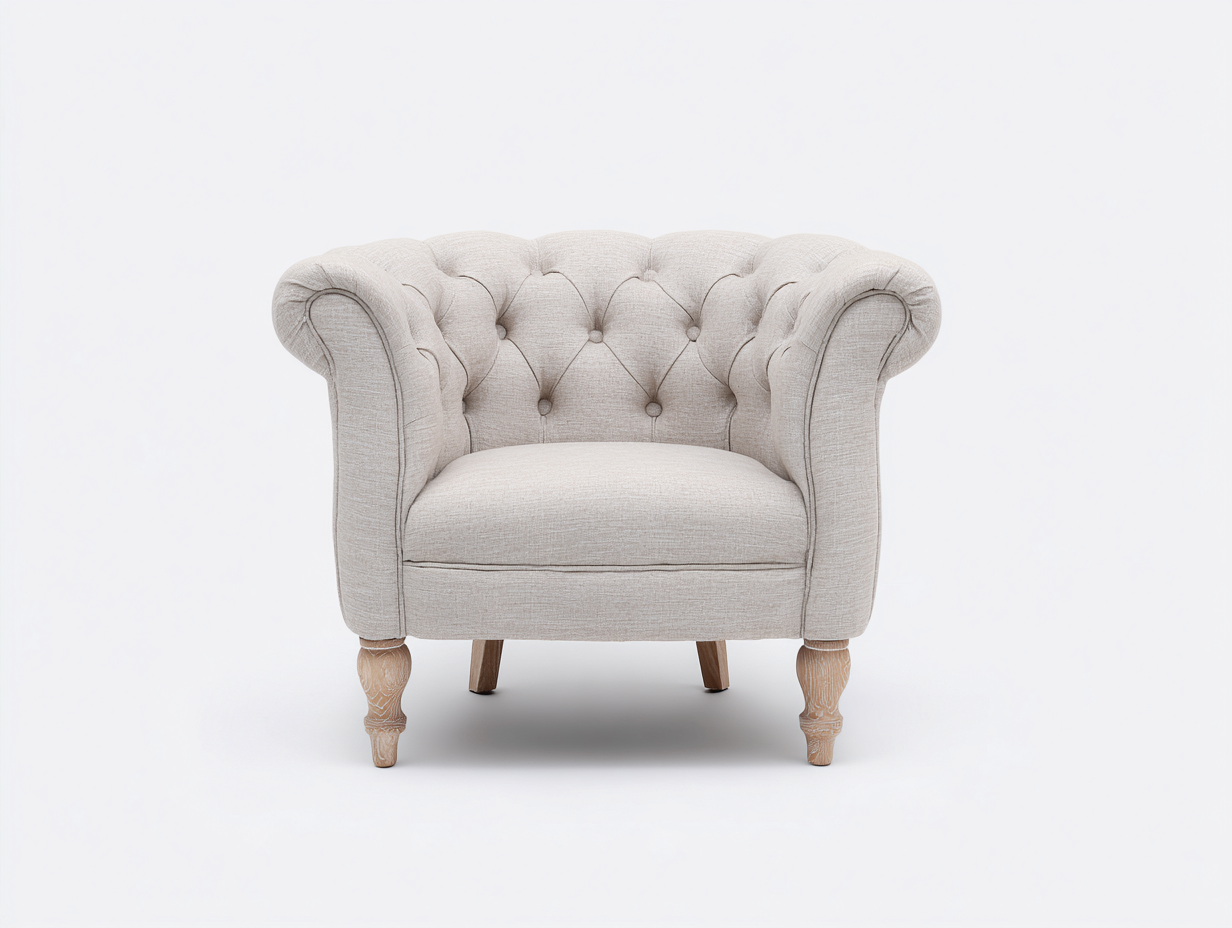 Poltrona imbottita 85x80x78 cm - tessuto - grigio chiaro - per soggiorno - design classico-Nestgetshop