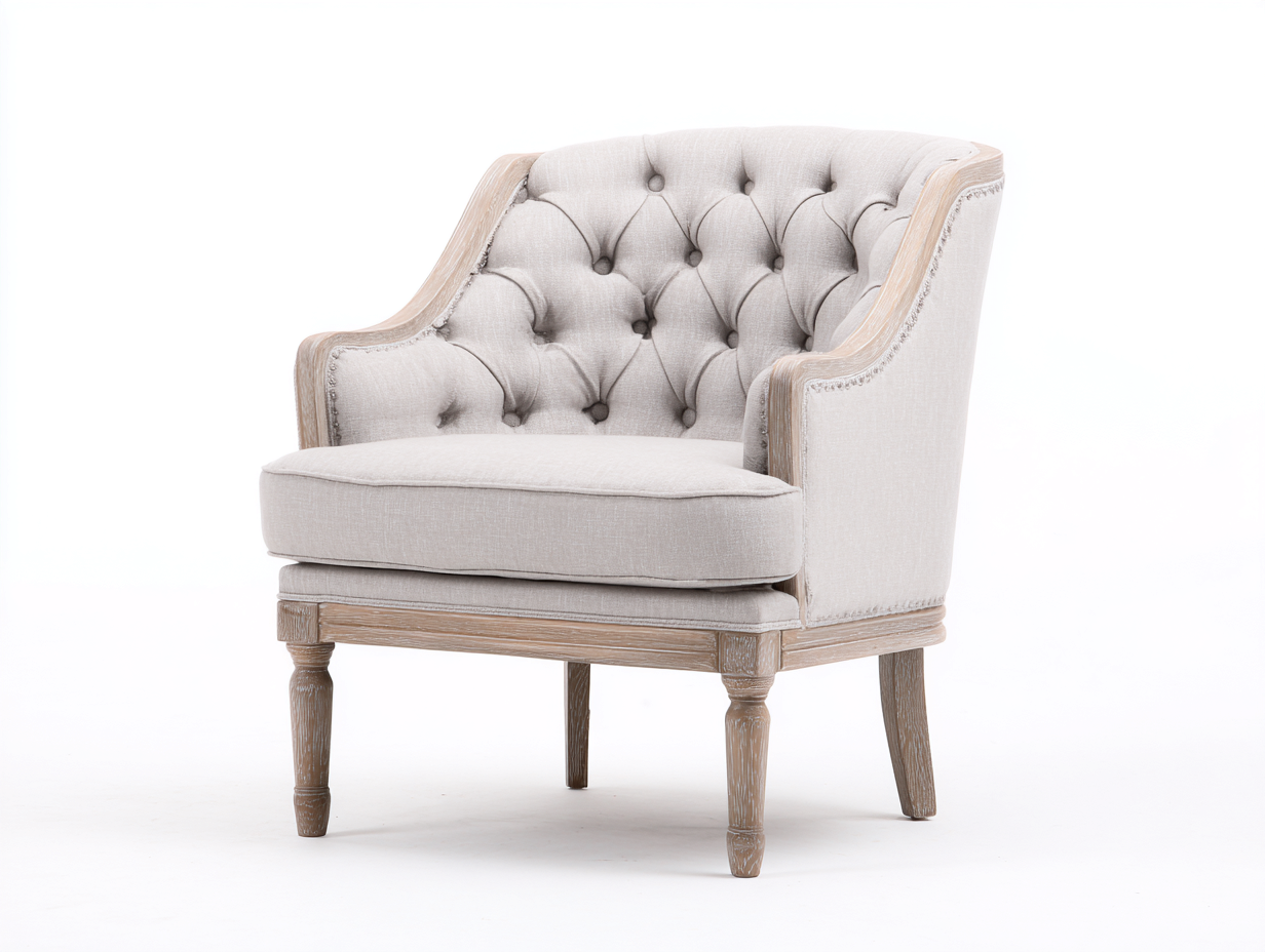 Poltrona imbottita in tessuto 72x78x86 cm - grigio-legno naturale - stile classico per soggiorno-Nestgetshop