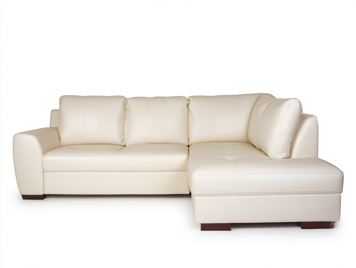 Divano angolare imbottito con rivestimento effetto pelle 260x260x85 cm - crema - design moderno per soggiorno-Nestgetshop