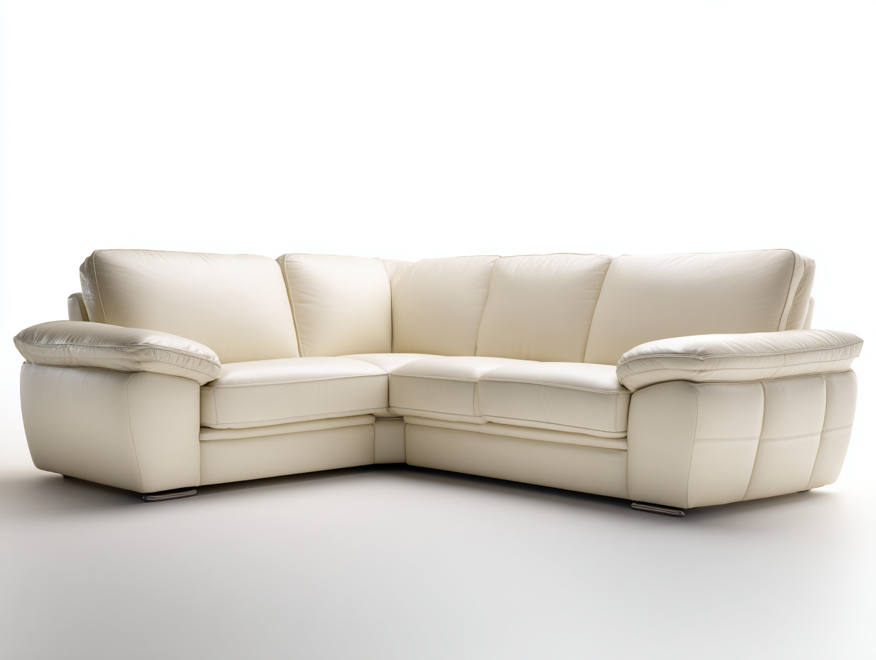 Divano angolare rivestito in pelle 260x200x85 cm - Beige - design classico confortevole-Nestgetshop