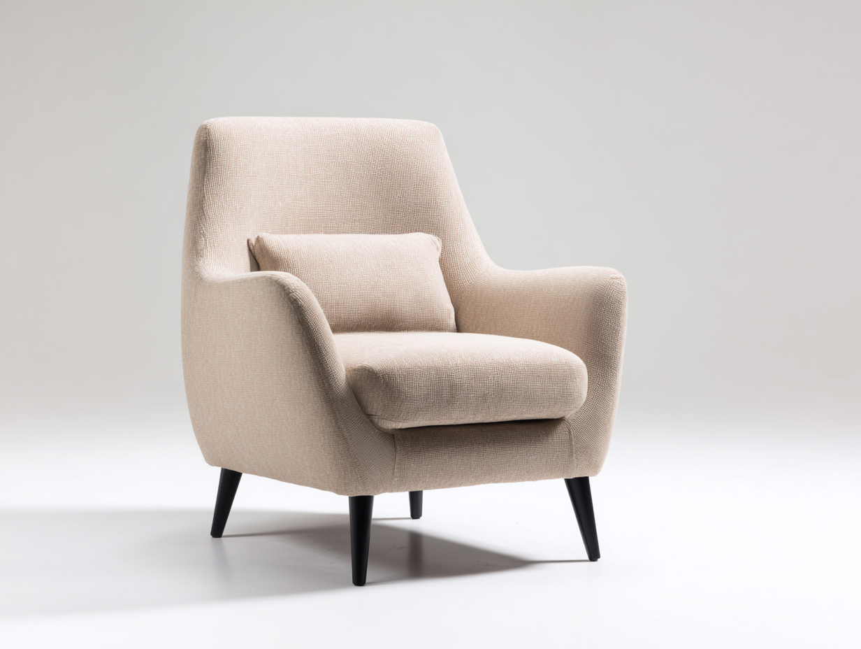 Poltrona imbottita rivestimento in tessuto 80x85x95 cm - Beige marrone - Design moderno per soggiorno-Nestgetshop