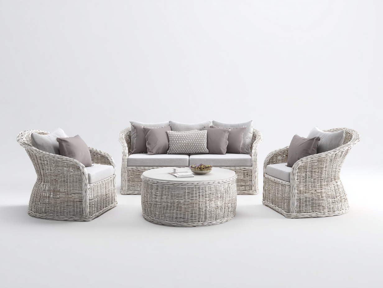 Set di divani da giardino in rattan sintetico 210x110x80 cm - Beige-Grigio - design elegante per esterni-Nestgetshop