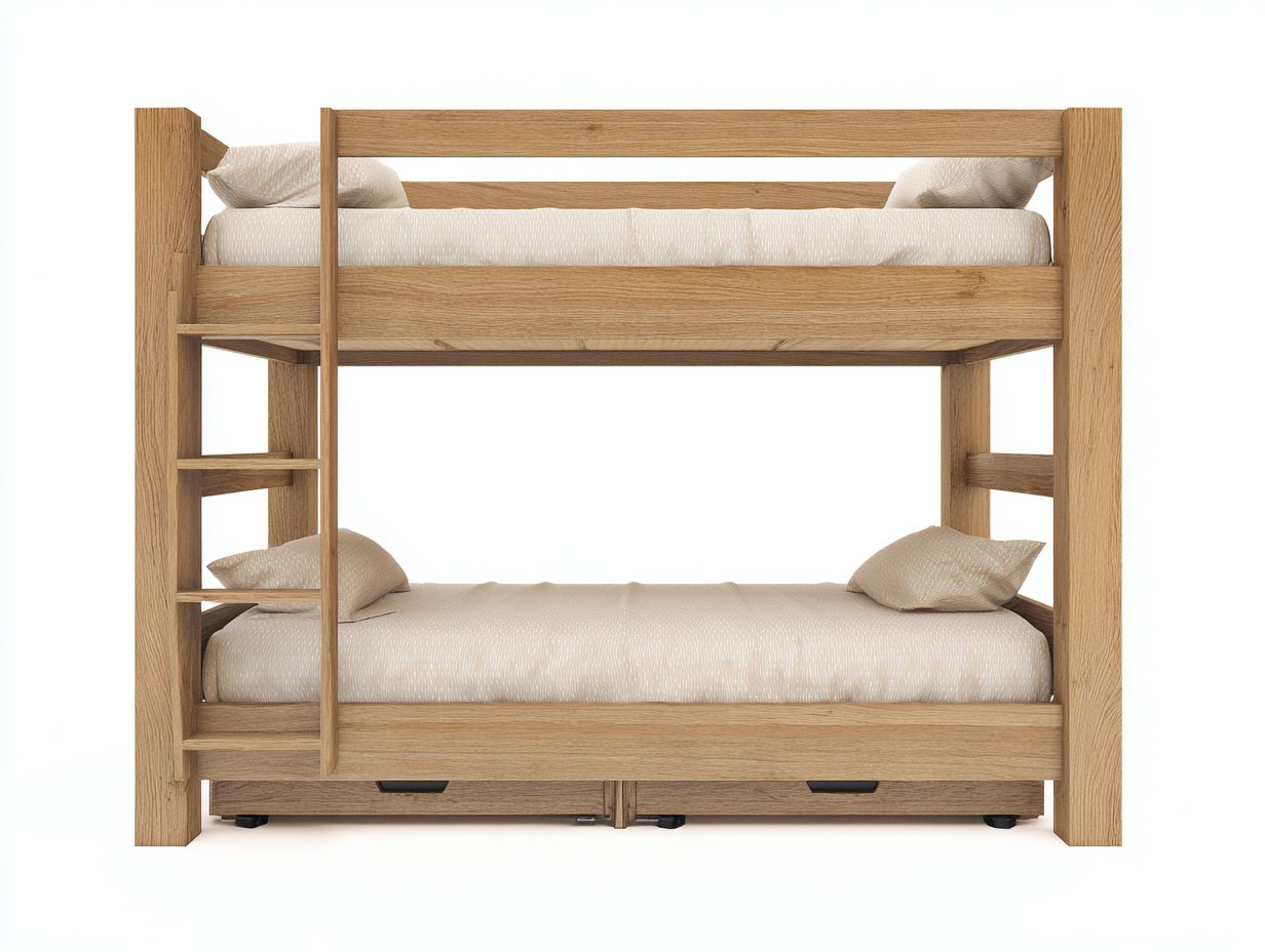 Letti a castello legno massello 200x90x170 cm - legno naturale - design moderno per camera da letto-Casagetly