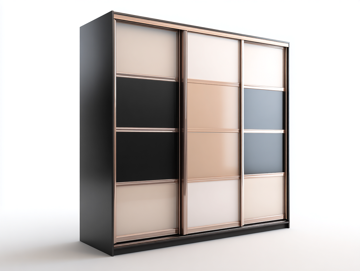 Armadio pannelli decorativi 220x60x210 cm - nero beige grigio - design moderno per camera da letto-Casagetly