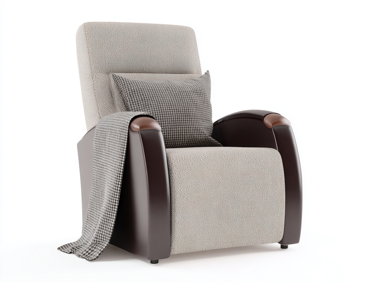 Poltrona reclinabile 85x90x105 cm in tessuto imbottito - beige-marrone - stile moderno per soggiorno-Casagetly