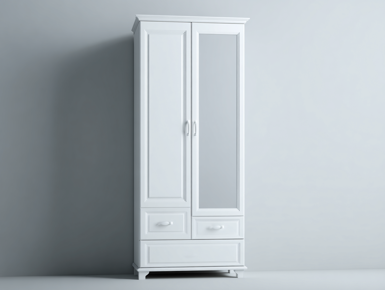 Armadio 90x55x190 cm in legno verniciato - bianco - stile classico per camera da letto-Casagetly