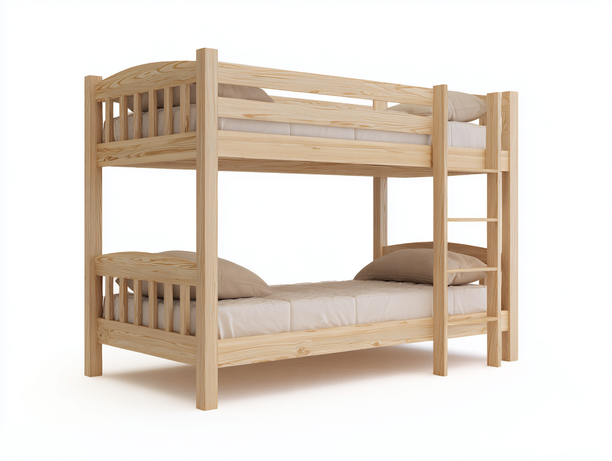 Letti a castello 200x100x160 cm in legno massello - marrone - design naturale per cameretta-Casagetly