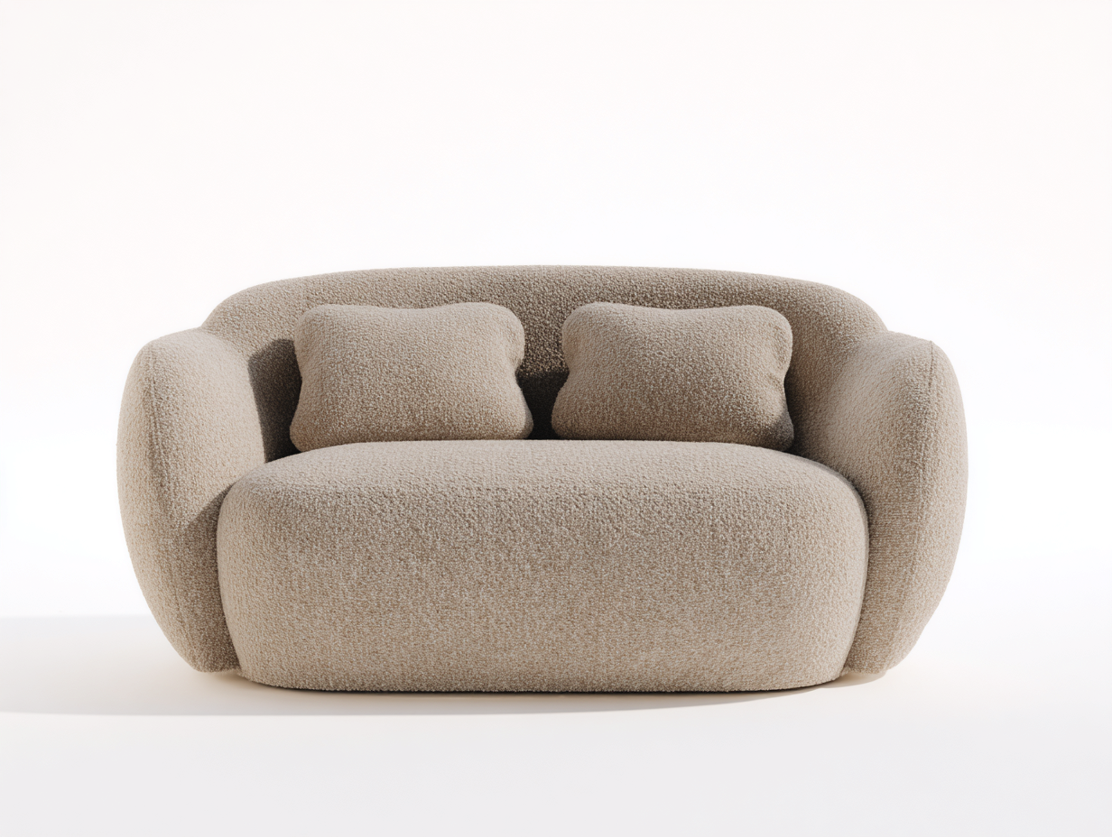Divano a due posti tessuto bouclé 170x95x75 cm - beige - uso soggiorno - design moderno-Casagetly