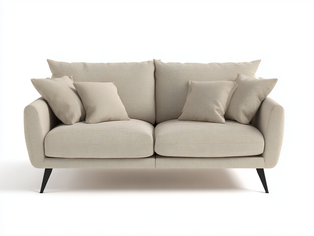 Divano a due posti 170x90x85 cm in tessuto imbottito - beige - stile contemporaneo per soggiorno-Casagetly