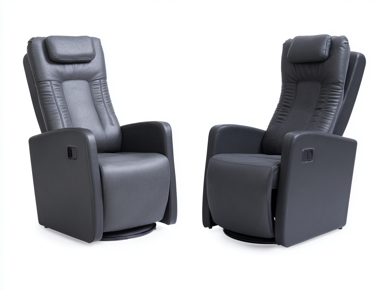 Poltrona reclinabile set di 2 rivestimento effetto pelle 78x92x108 cm - grigio scuro - comfort ergonomico per soggiorno-Casagetly