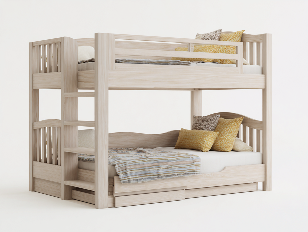 Letti a castello legno massello 200x90x160 cm - legno naturale - design moderno per camera da letto-Casagetly