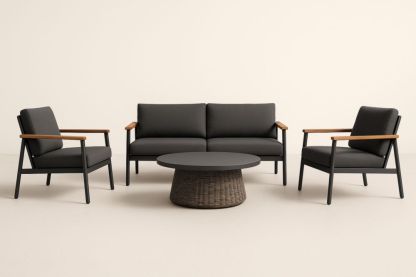 Ensemble de salon extérieur en aluminium et bois anthracite