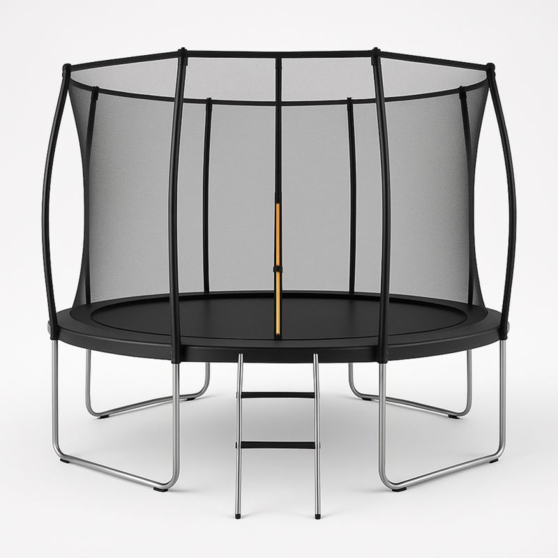 Trampoline rond avec filet de sécurité en acier et polyester noir 366 cm