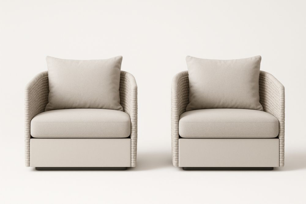 Set de 2 fauteuils en tissu polyester Beige