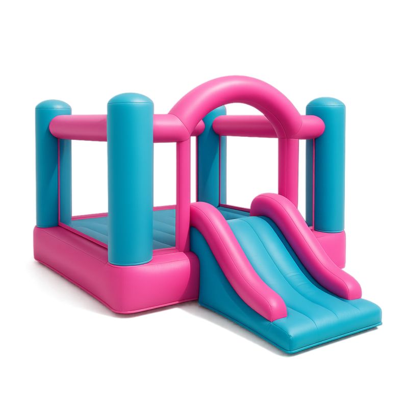 Structure Gonflable en PVC avec Toboggan 200x200x160 cm Rose/Bleu