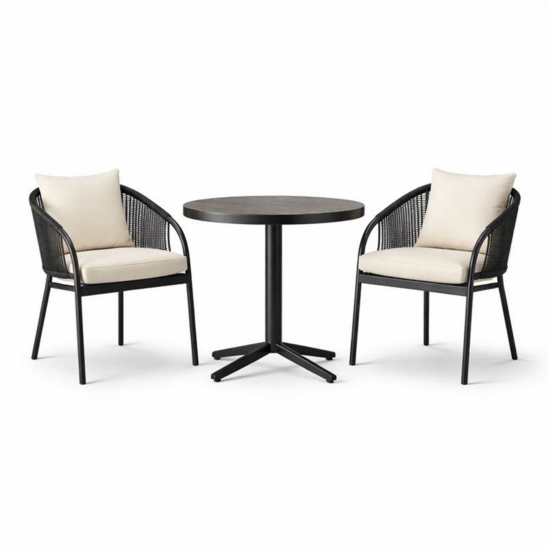 Ensemble de Jardin en Métal et Résine avec Table Ronde et Chaises