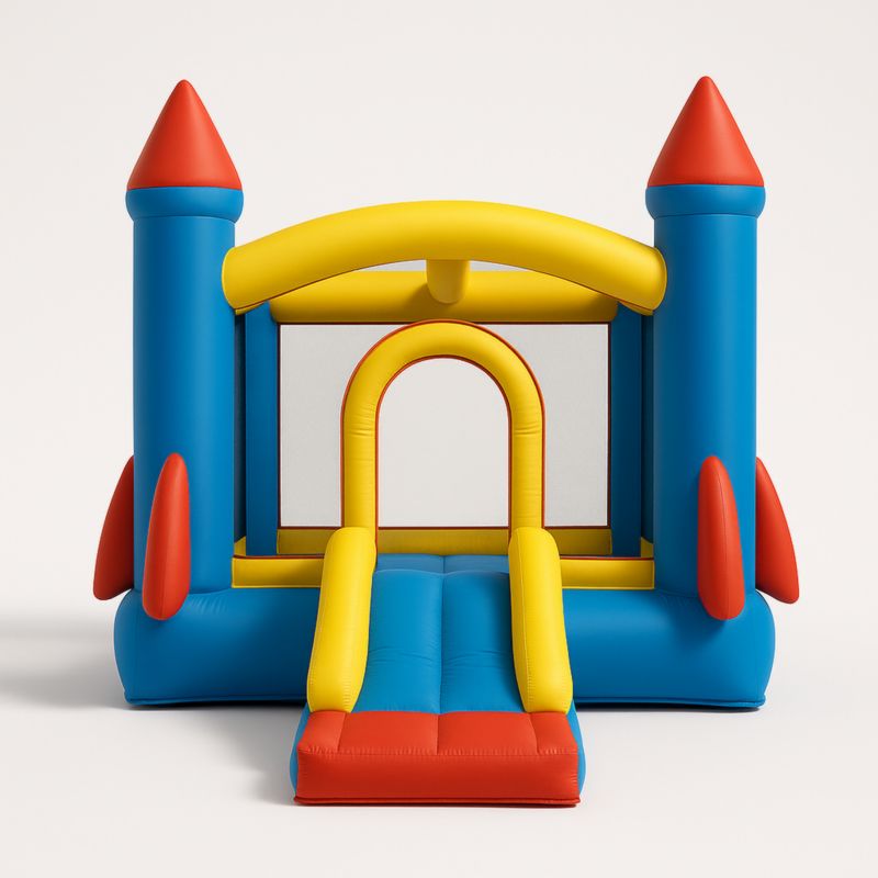 Château Gonflable avec Toboggan PVC 400x300x250 cm Bleu/Jaune/Rouge