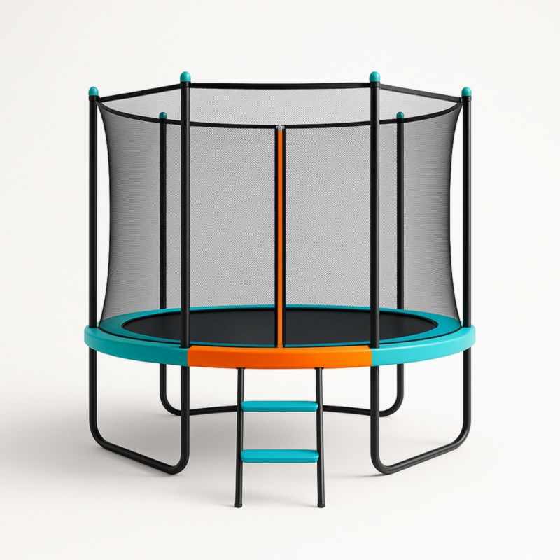 Trampoline ronde acier et polypropylène 244 cm Orange et Bleu