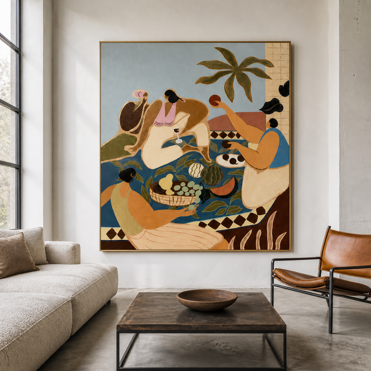 Summer Picnic - Mediterranean Tropical Feast & Figures Canvas